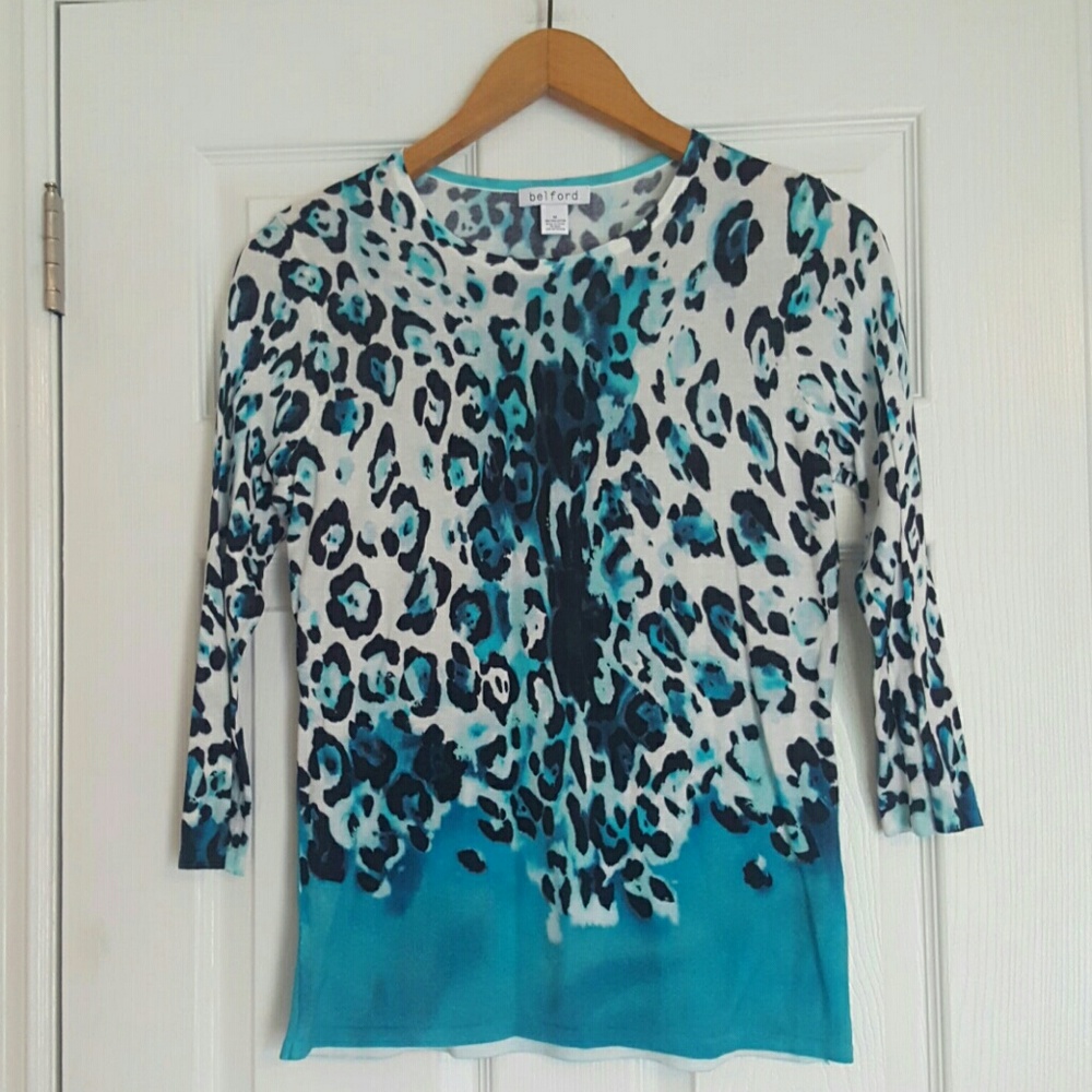 ❤Belford womens animal print pima cotton sweater M